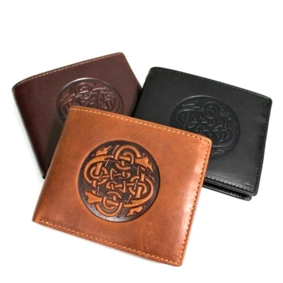 The Shepherd'S Knot Other - New Made in Ireland Celtic Hound Dog Genuine Leather Wallet Mens